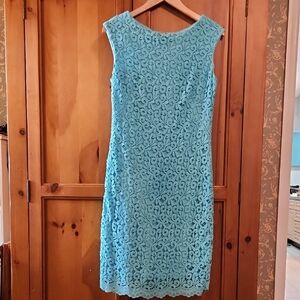 Lauren Ralph Lauren Turquoise Lace Midi Dress
